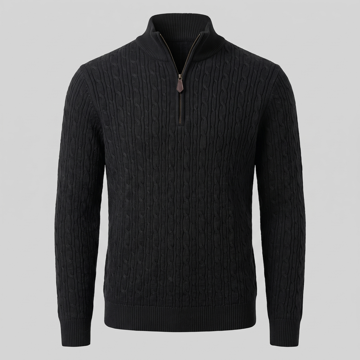Herren Half-Zip Pullover mit Zopfmuster