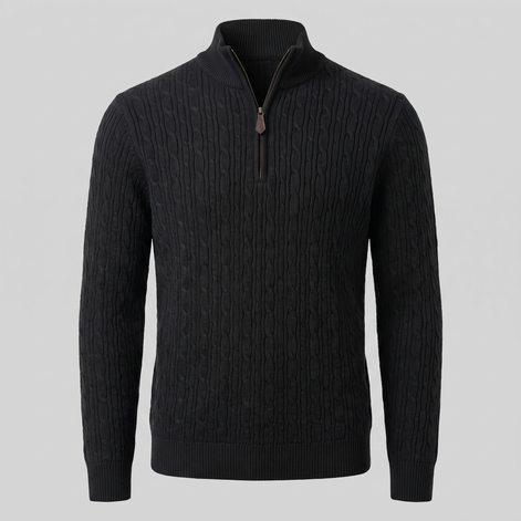 Herren Half-Zip Pullover mit Zopfmuster