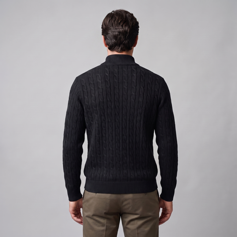 Herren Half-Zip Pullover mit Zopfmuster