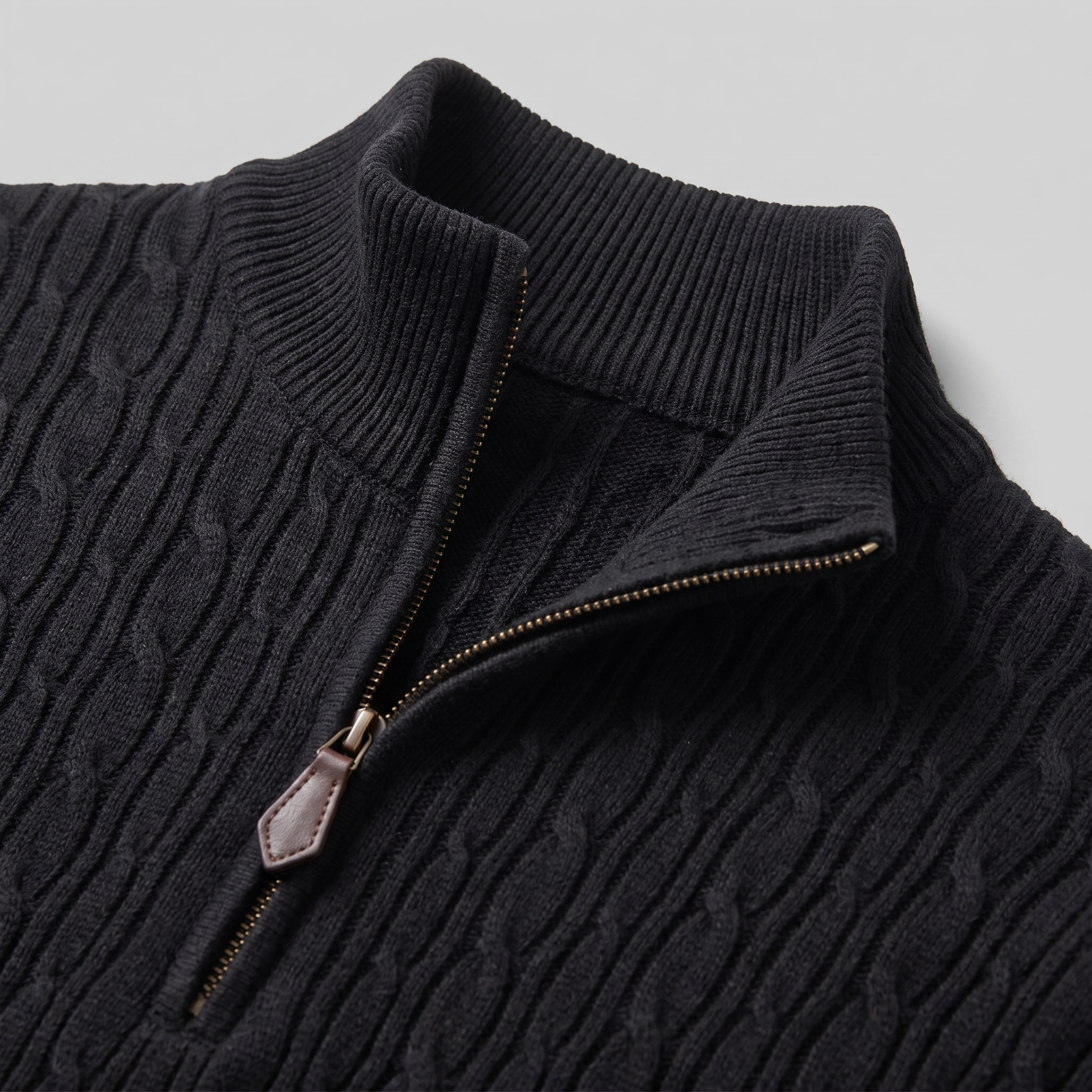 Herren Half-Zip Pullover mit Zopfmuster