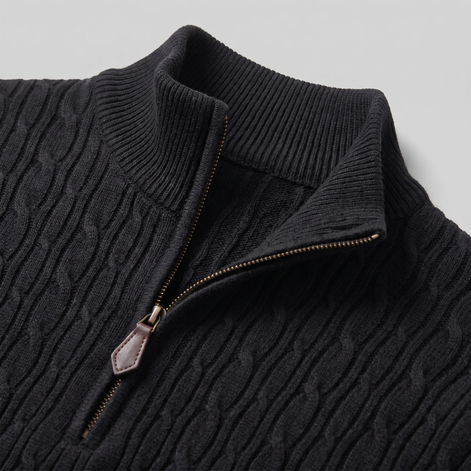 Herren Half-Zip Pullover mit Zopfmuster