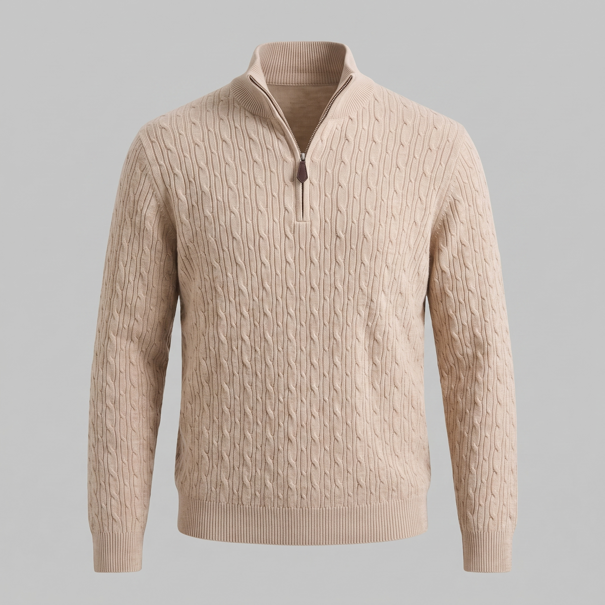 Herren Half-Zip Pullover mit Zopfmuster