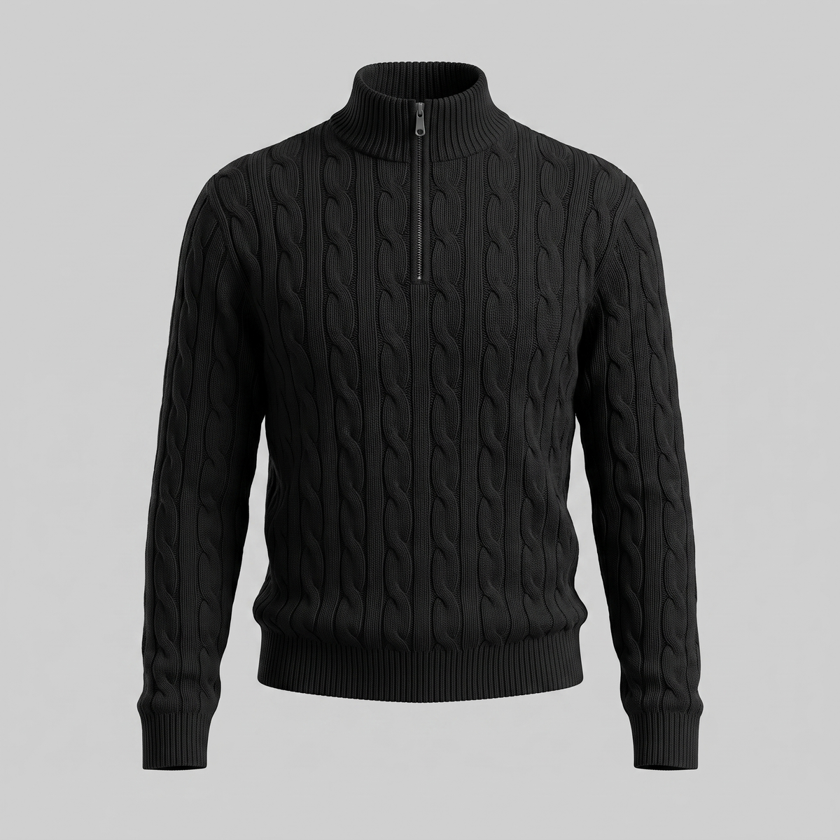 Herren Half-Zip Pullover mit Zopfmuster