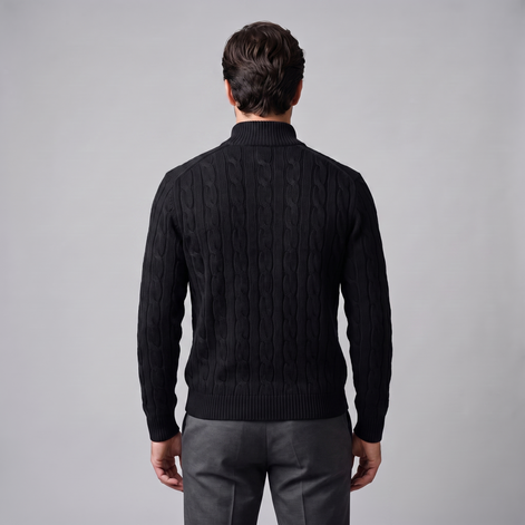 Herren Half-Zip Pullover mit Zopfmuster