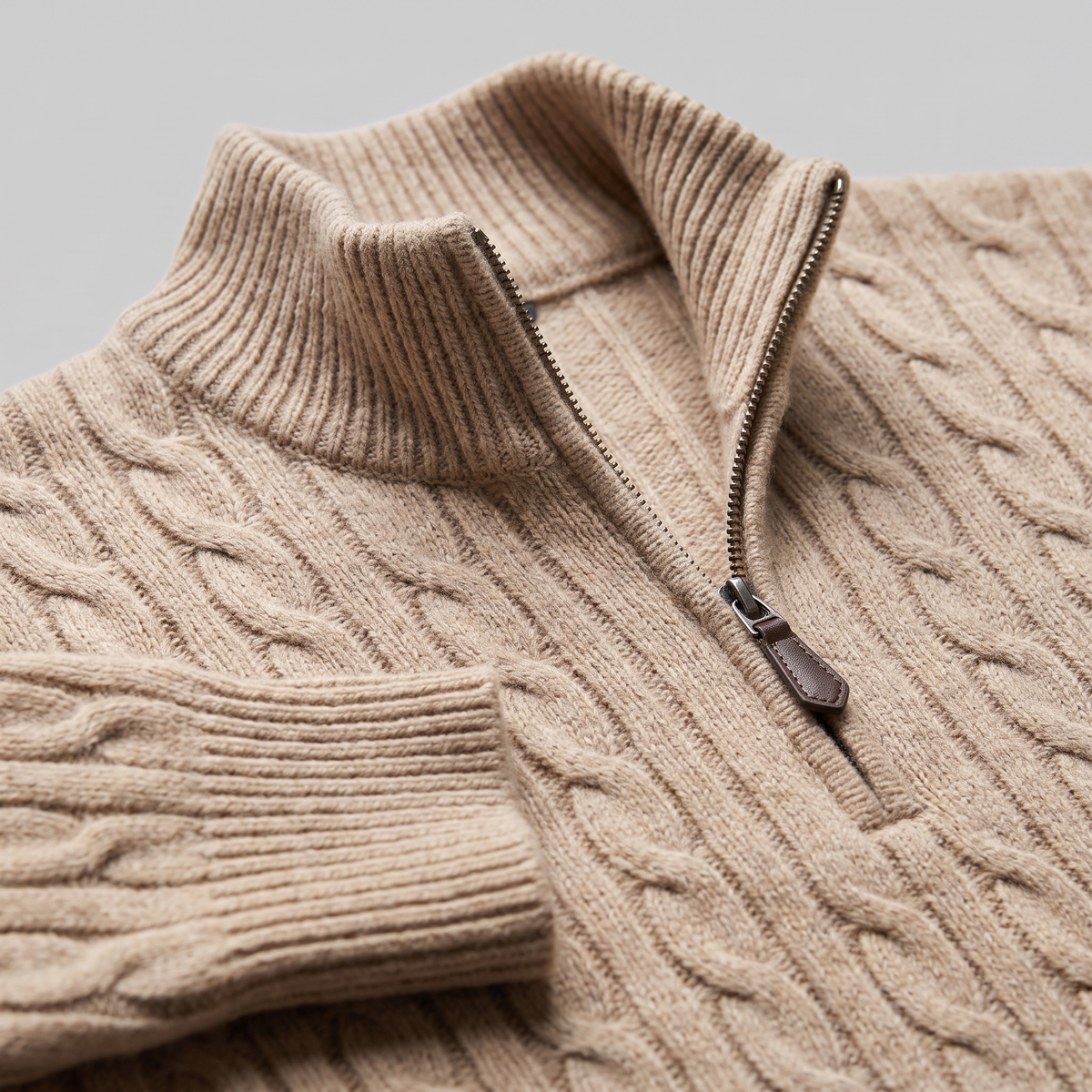 Herren Half-Zip Pullover mit Zopfmuster