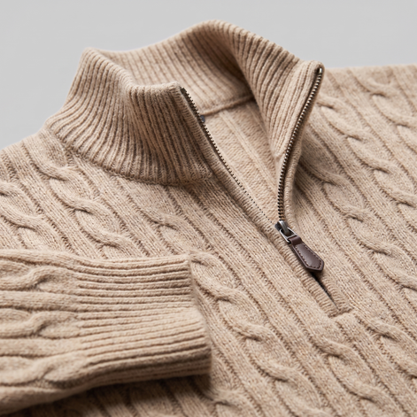 Herren Half-Zip Pullover mit Zopfmuster