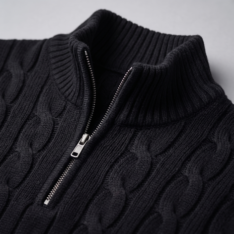 Herren Half-Zip Pullover mit Zopfmuster