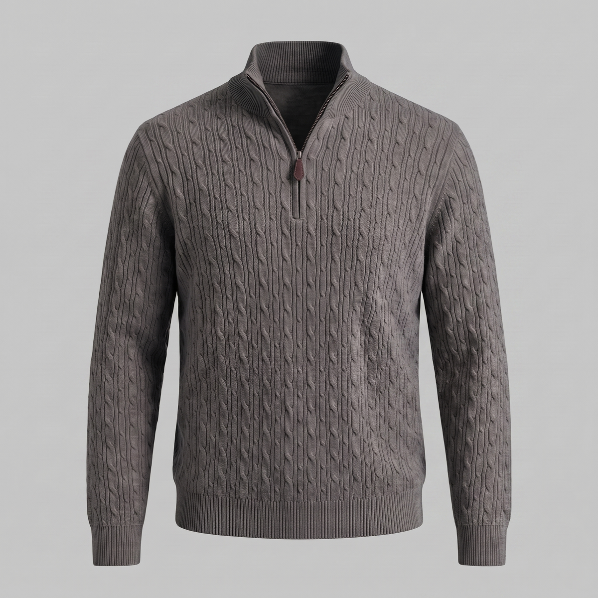 Herren Half-Zip Pullover mit Zopfmuster