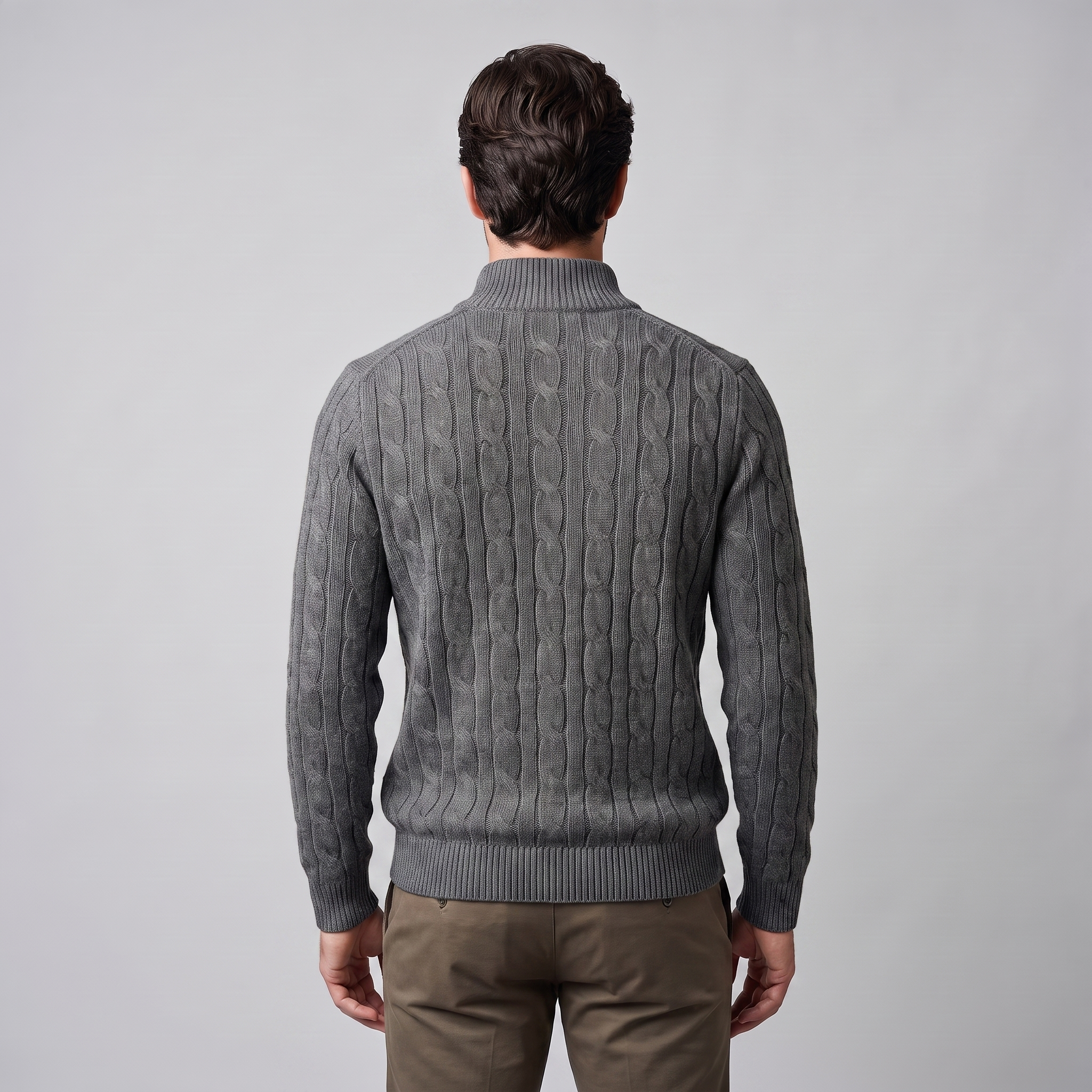 Herren Half-Zip Pullover mit Zopfmuster