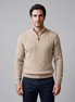 Herren Half-Zip Pullover mit Zopfmuster