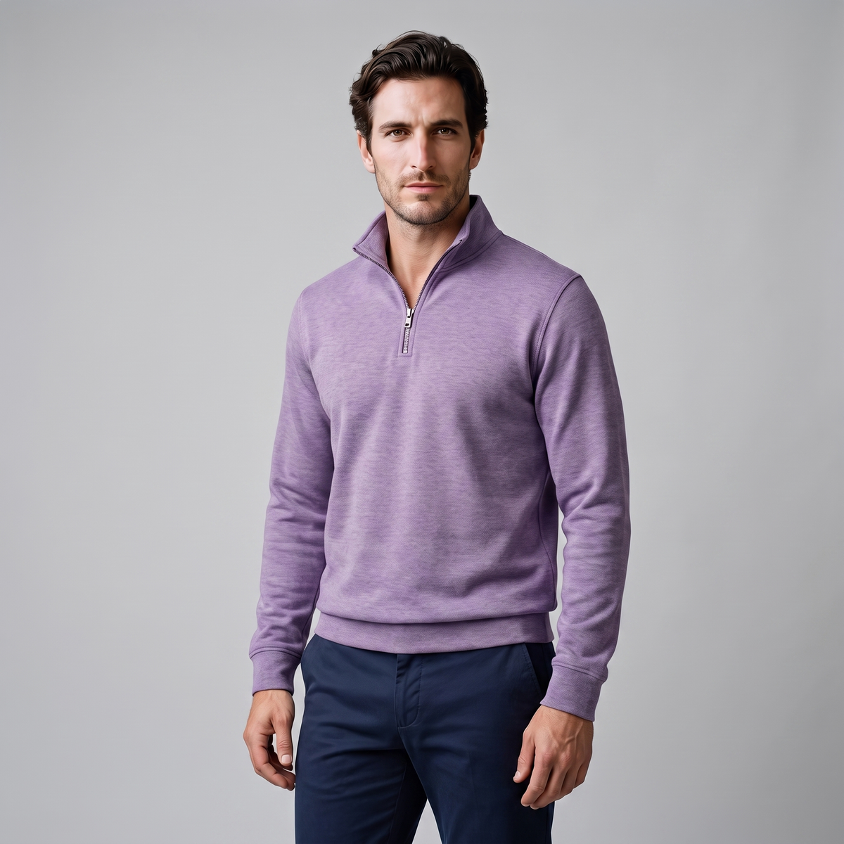 Herren Half-Zip Sweater mit Stehkragen