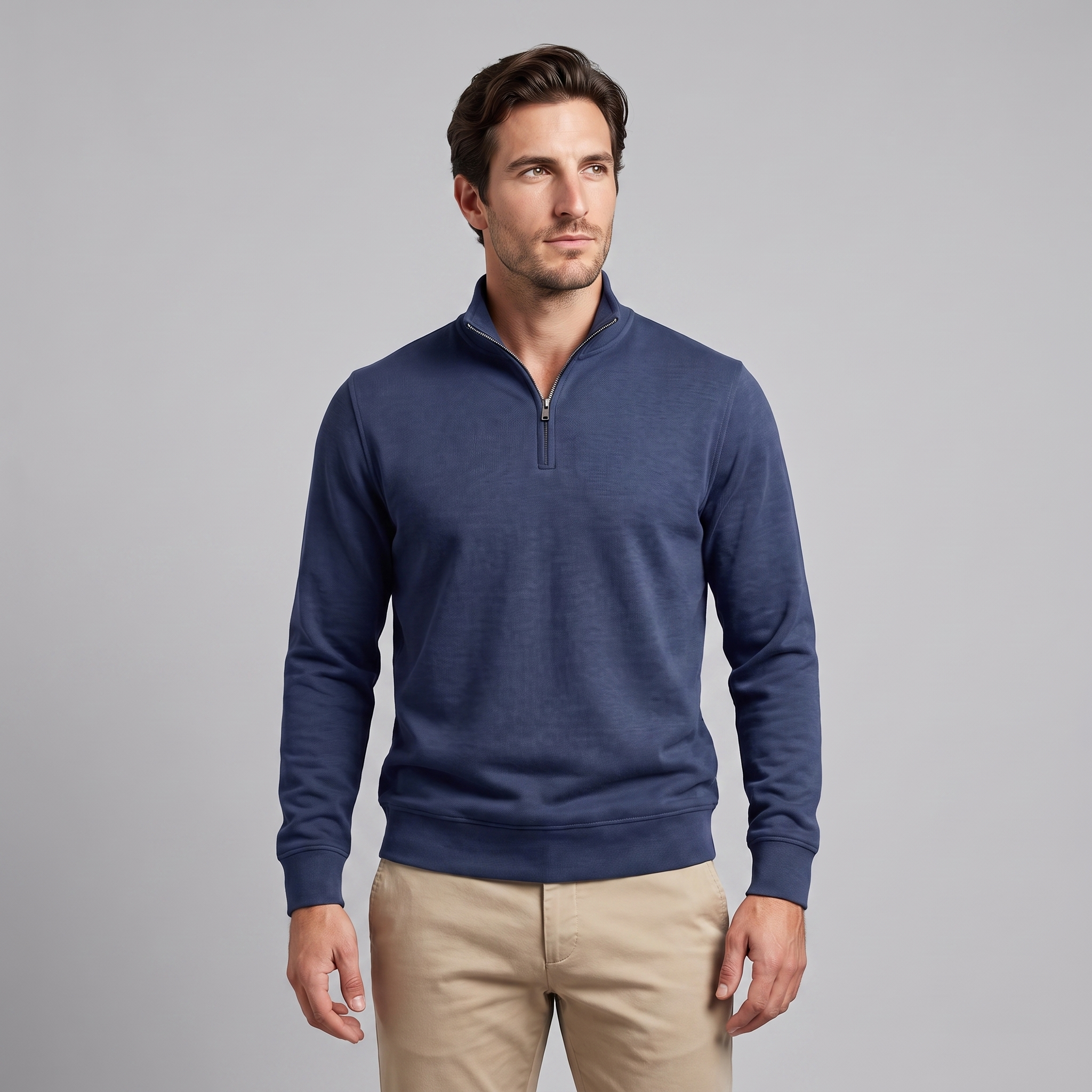 Herren Half-Zip Sweater mit Stehkragen