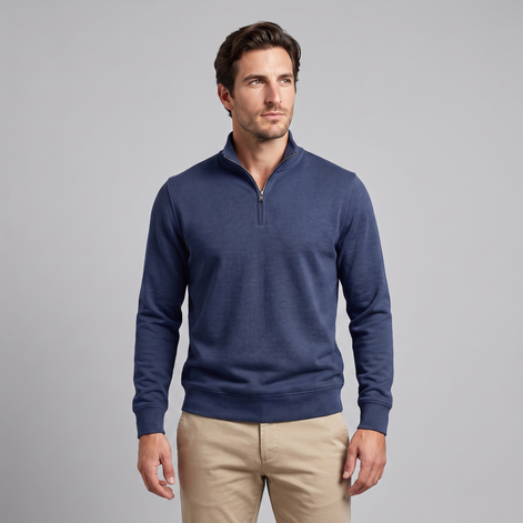 Herren Half-Zip Sweater mit Stehkragen