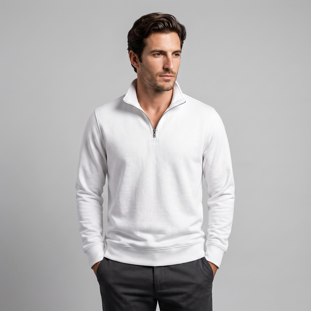 Herren Half-Zip Sweater mit Stehkragen