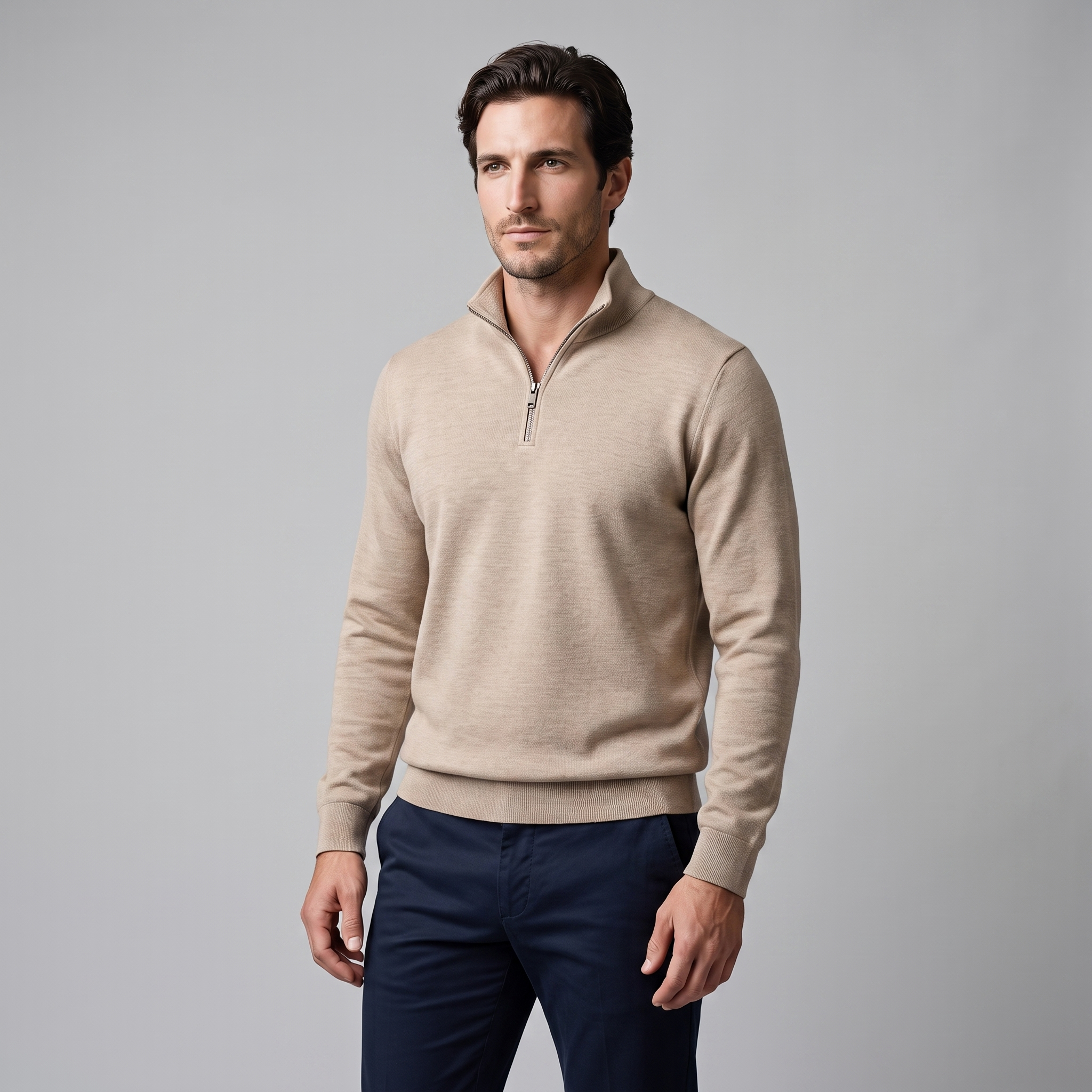 Herren Half-Zip Sweater mit Stehkragen