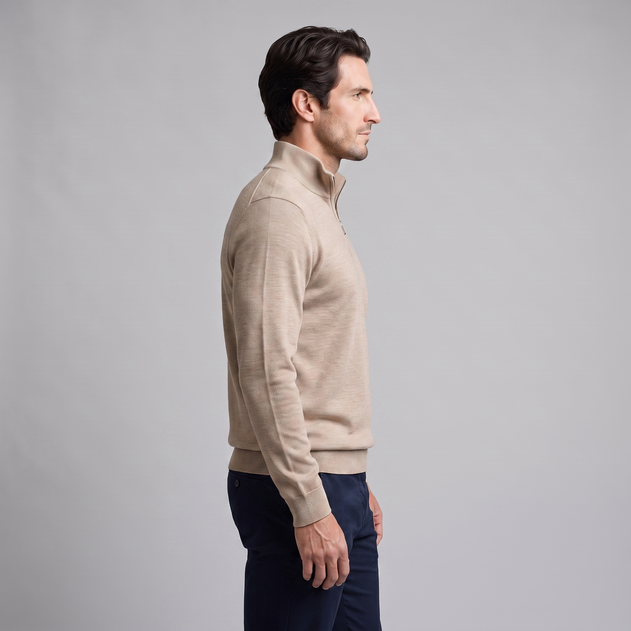Herren Half-Zip Sweater mit Stehkragen