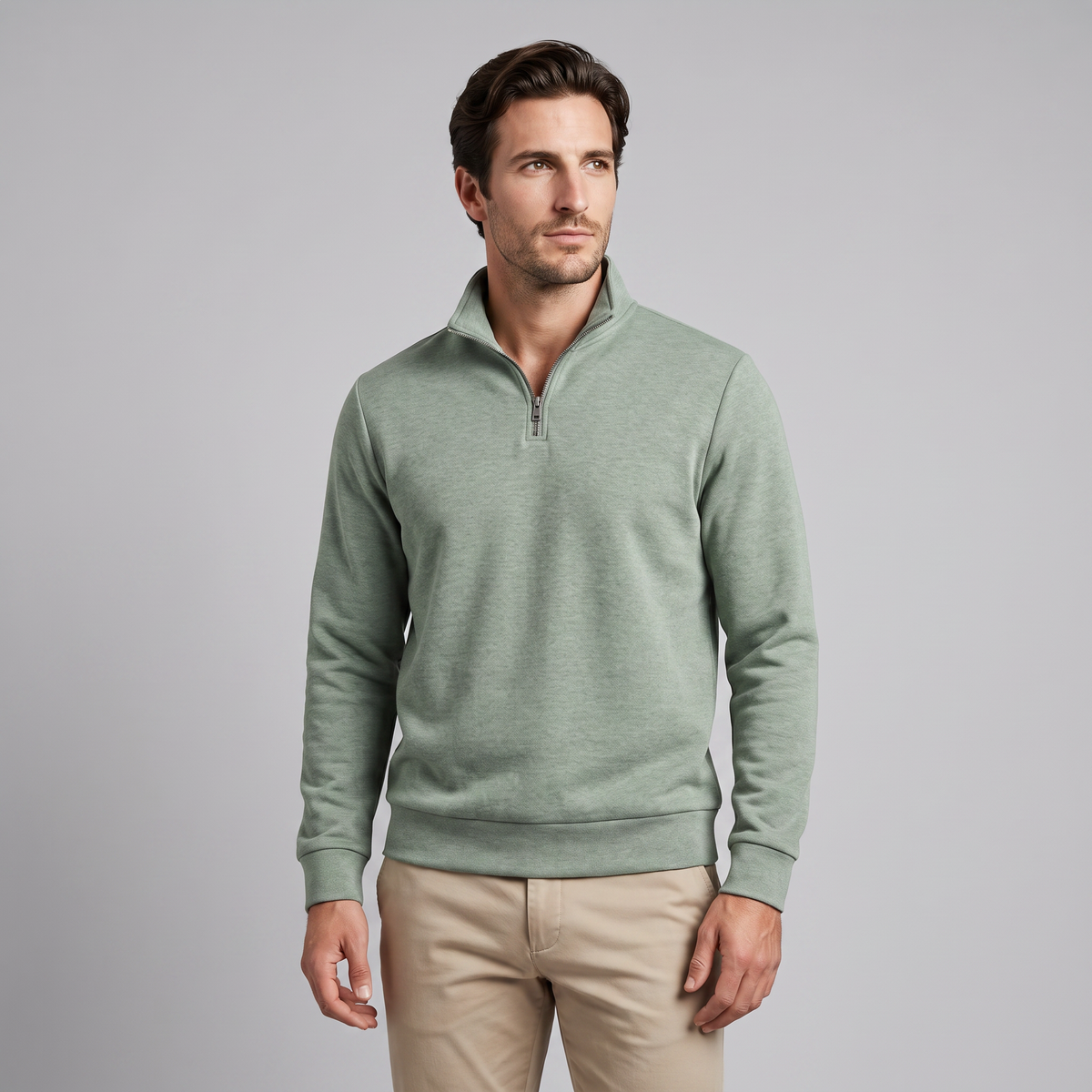 Herren Half-Zip Sweater mit Stehkragen