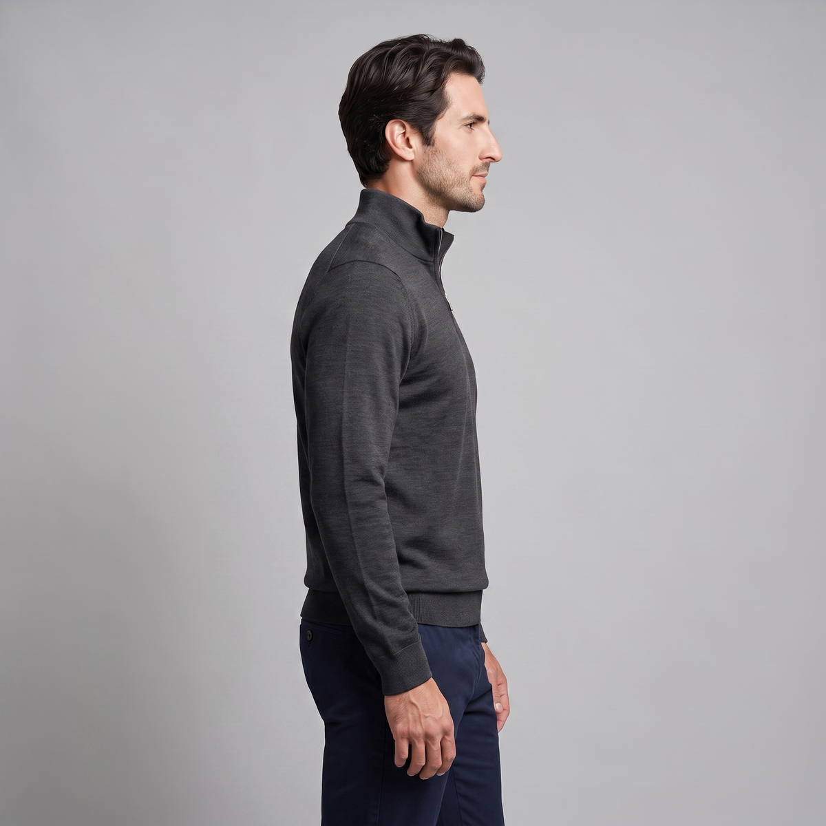 Herren Half-Zip Sweater mit Stehkragen