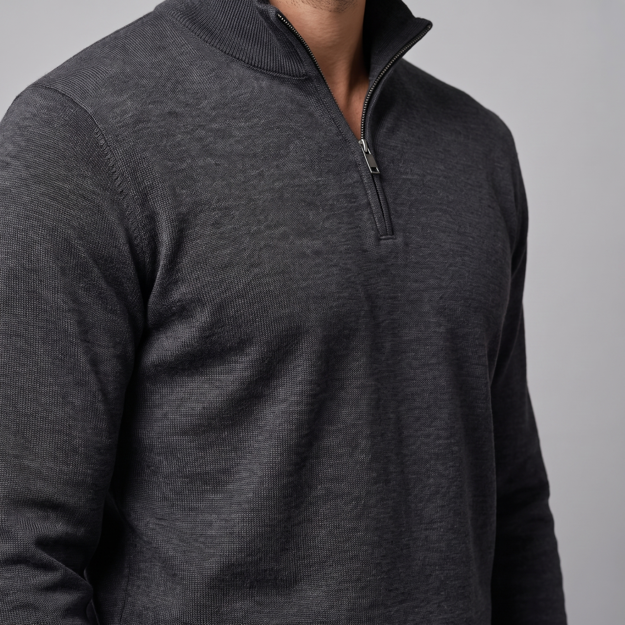 Herren Half-Zip Sweater mit Stehkragen