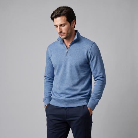 Herren Half-Zip Sweater mit Stehkragen