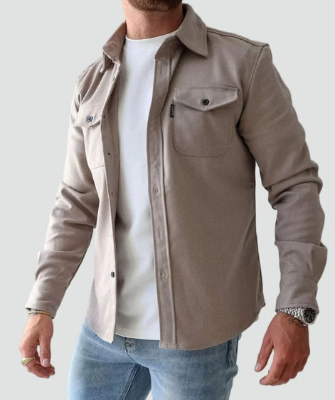Herren Hemdjacke mit Knopfleiste und Brusttaschen