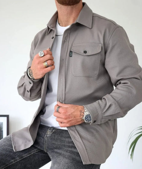 Herren Hemdjacke mit Knopfleiste und Brusttaschen