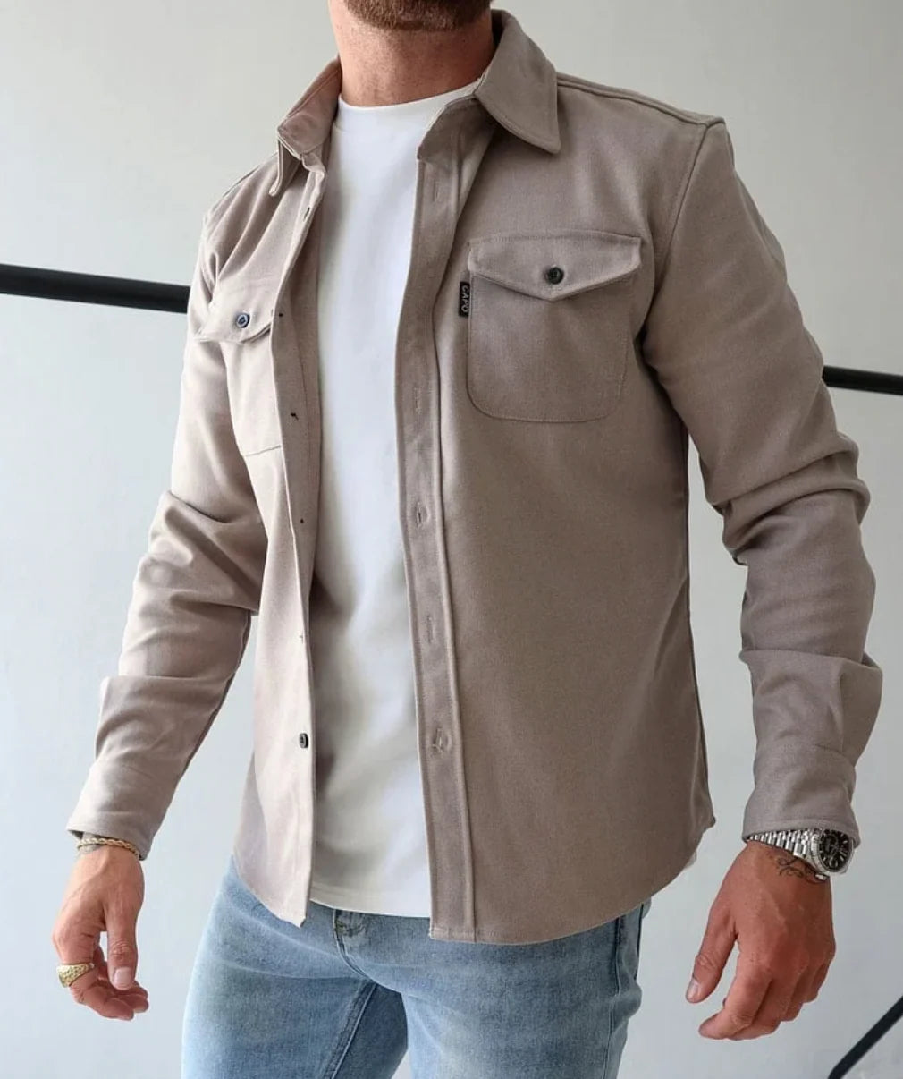Herren Hemdjacke mit Knopfleiste und Brusttaschen
