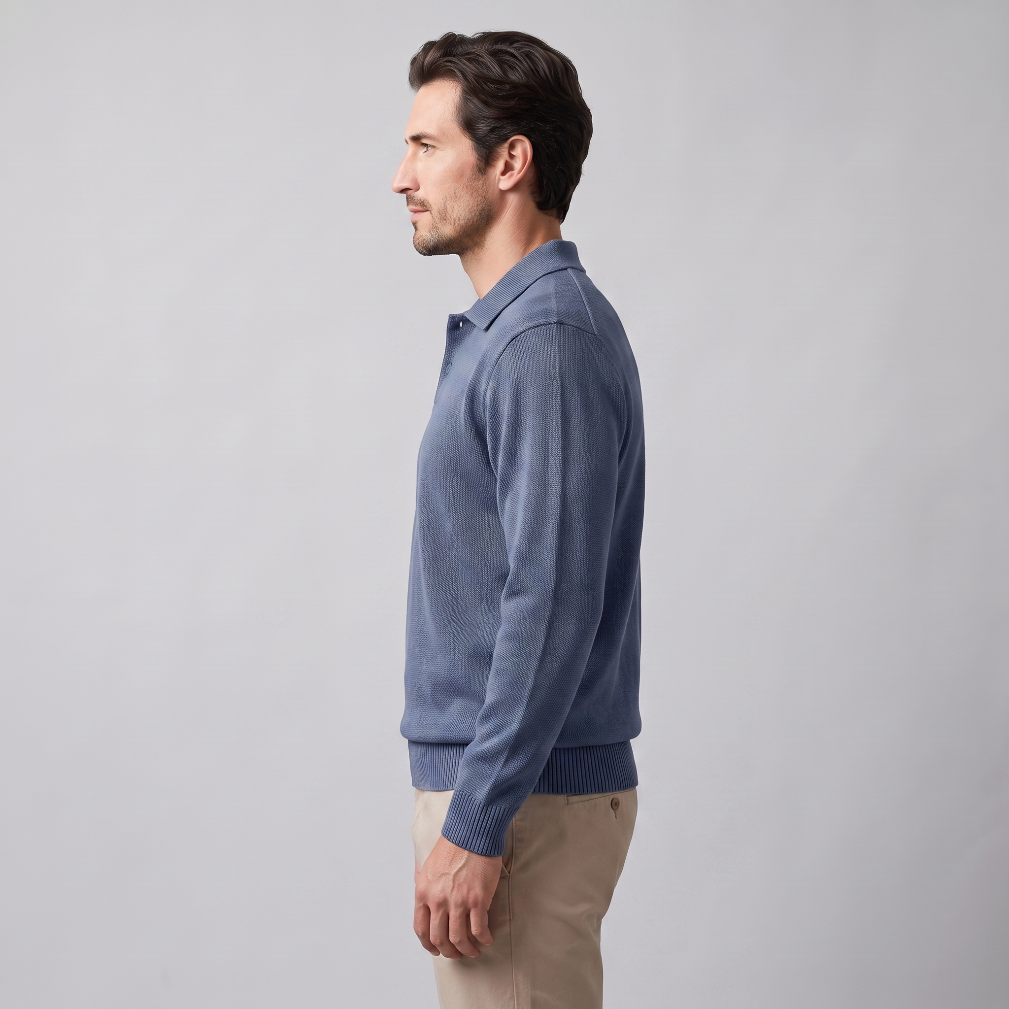 Herren Herbst-Poloshirt-Pullover mit langen Ärmeln