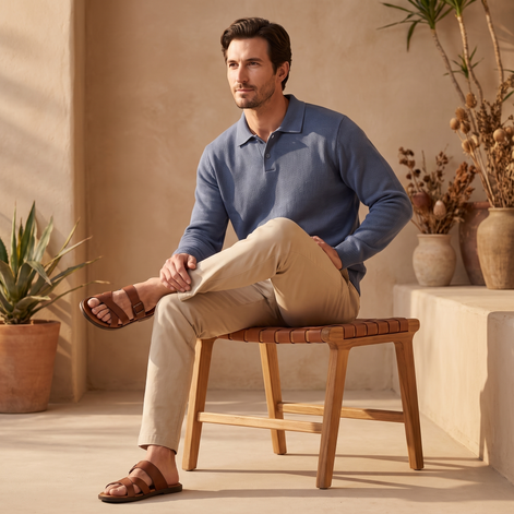 Herren Herbst-Poloshirt-Pullover mit langen Ärmeln
