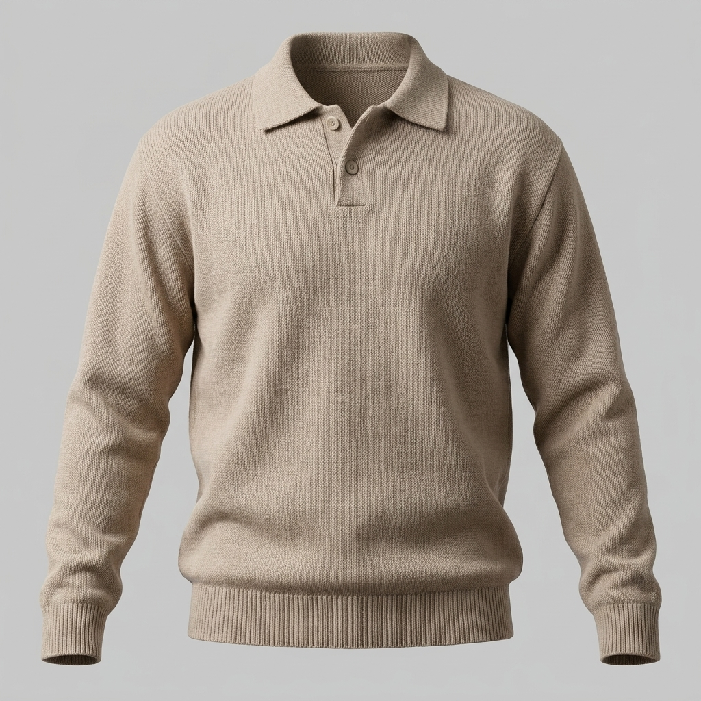 Herren Herbst-Poloshirt-Pullover mit langen Ärmeln