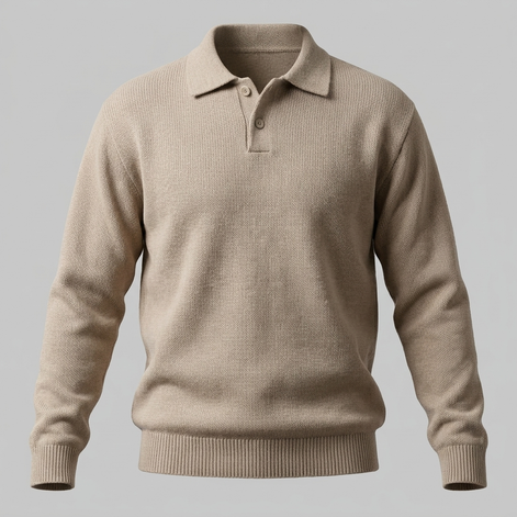 Herren Herbst-Poloshirt-Pullover mit langen Ärmeln