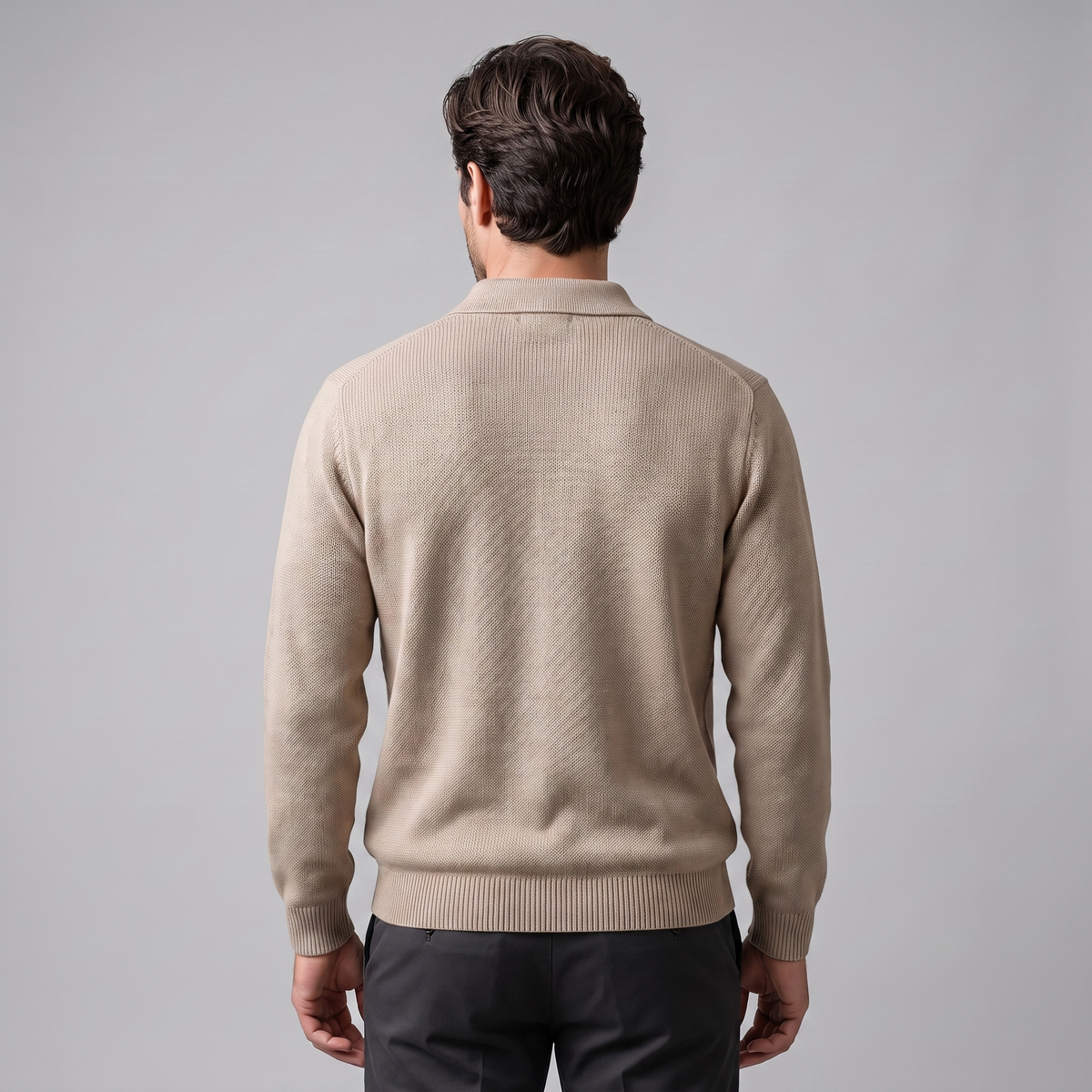 Herren Herbst-Poloshirt-Pullover mit langen Ärmeln