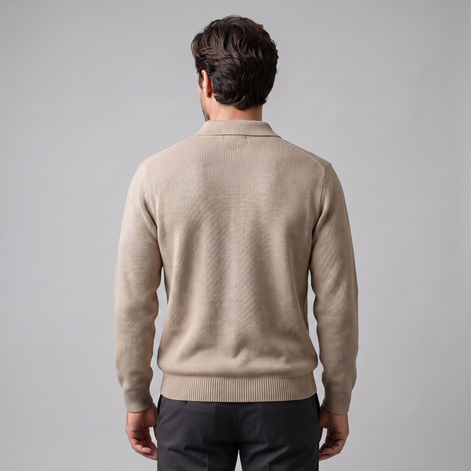 Herren Herbst-Poloshirt-Pullover mit langen Ärmeln