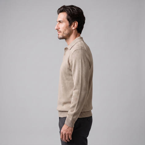 Herren Herbst-Poloshirt-Pullover mit langen Ärmeln