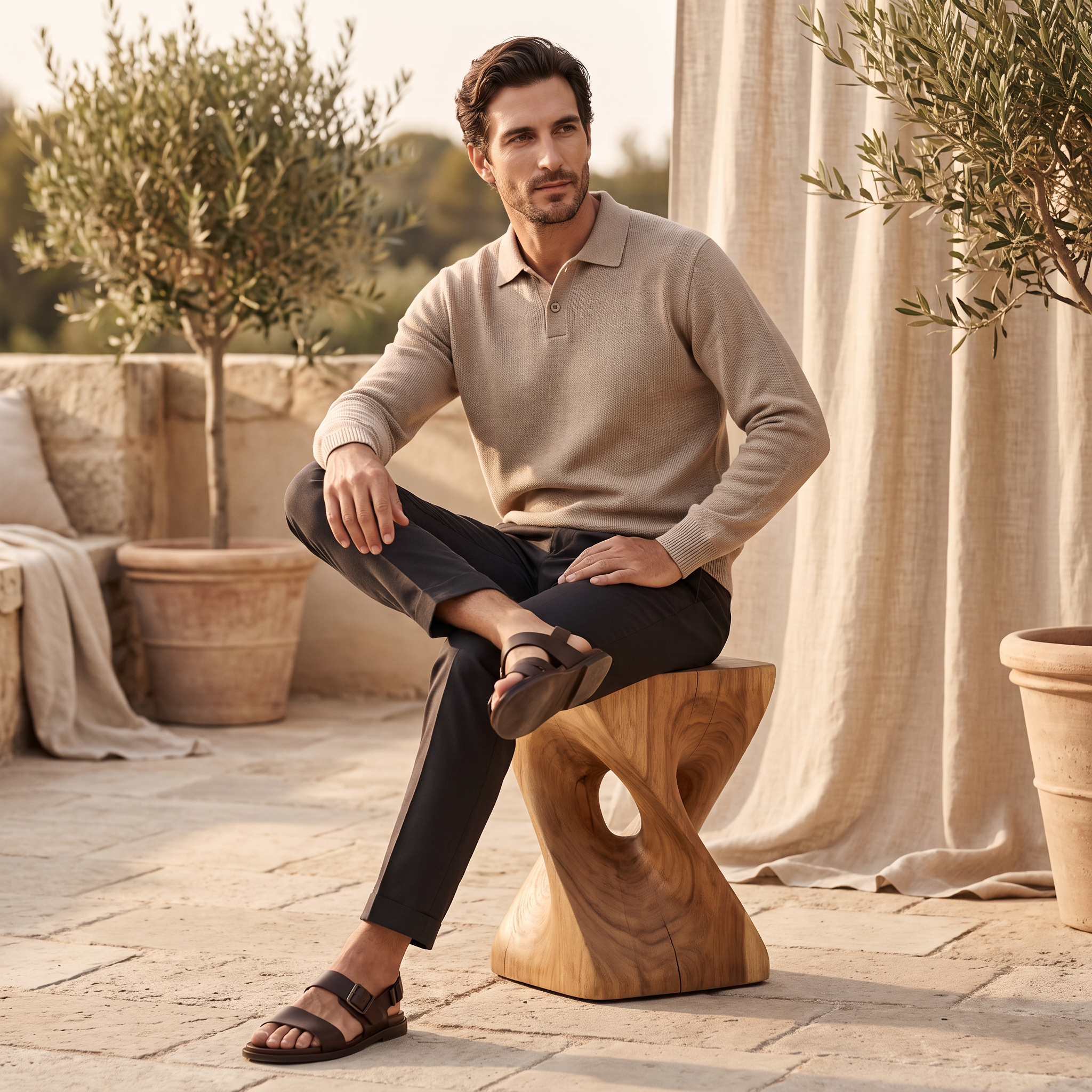 Herren Herbst-Poloshirt-Pullover mit langen Ärmeln