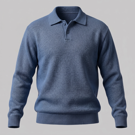 Herren Herbst-Poloshirt-Pullover mit langen Ärmeln