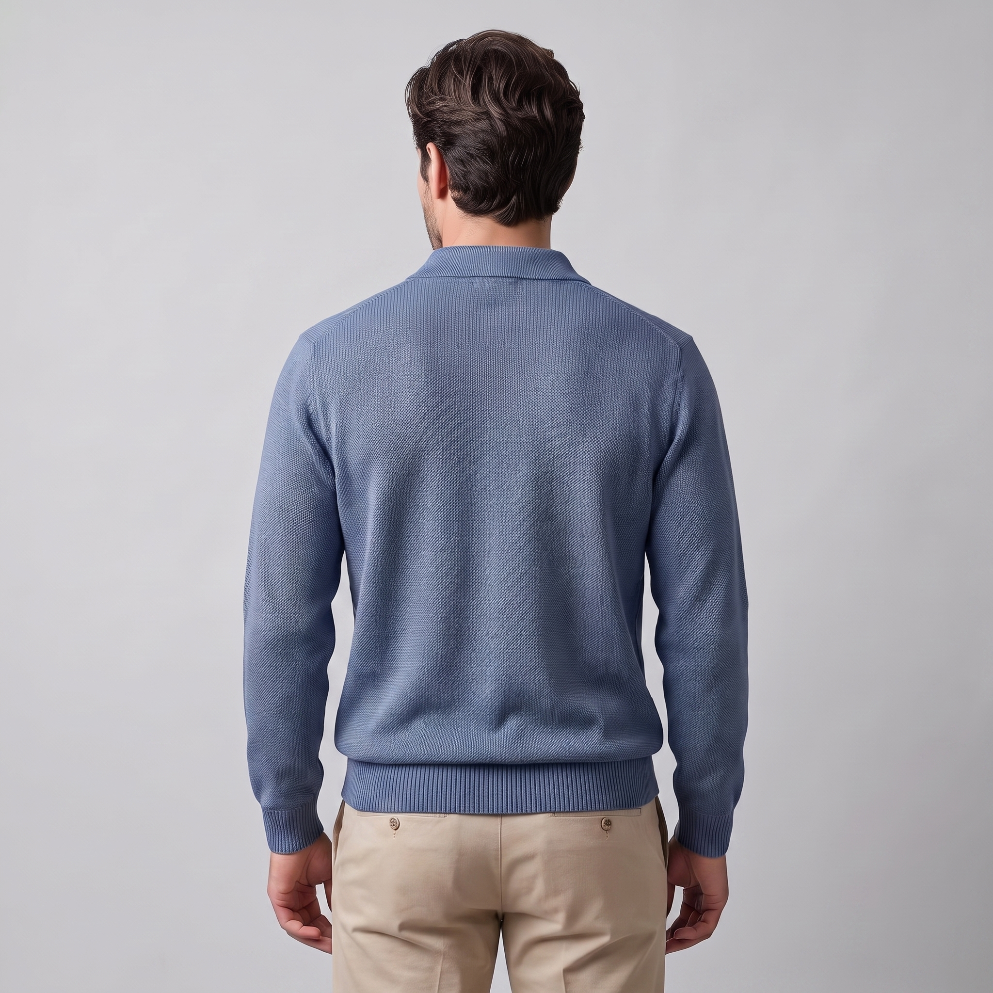 Herren Herbst-Poloshirt-Pullover mit langen Ärmeln