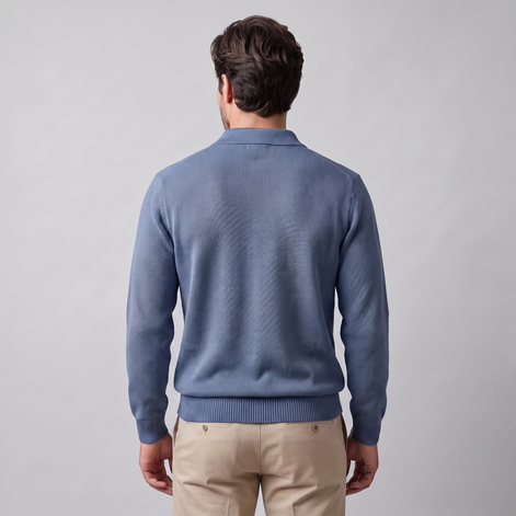 Herren Herbst-Poloshirt-Pullover mit langen Ärmeln