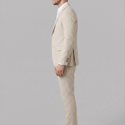 Herren Hochzeitsanzug Aus Leinenmischung