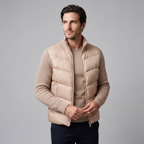 Herren Hybrid-Strickjacke mit Steppung