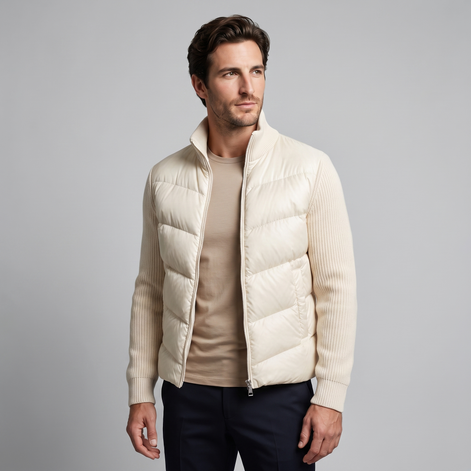 Herren Hybrid-Strickjacke mit Steppung