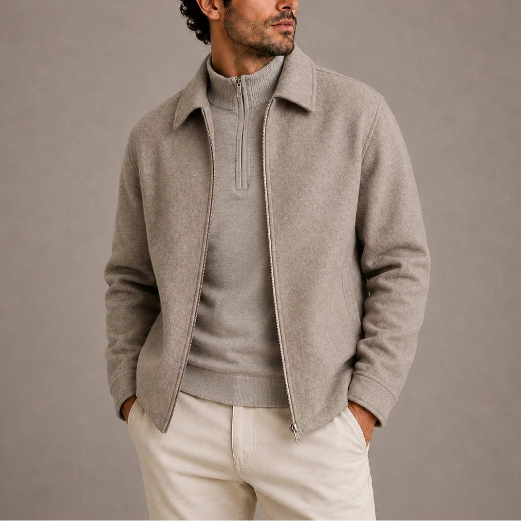 Herren Jacke mit Reißverschluss und Kragen, zeitloses Design
