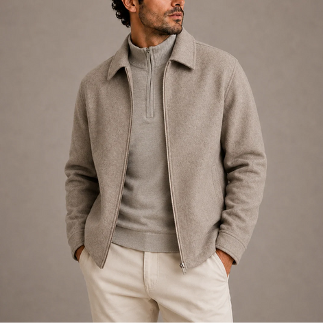 Herren Jacke mit Reißverschluss und Kragen, zeitloses Design
