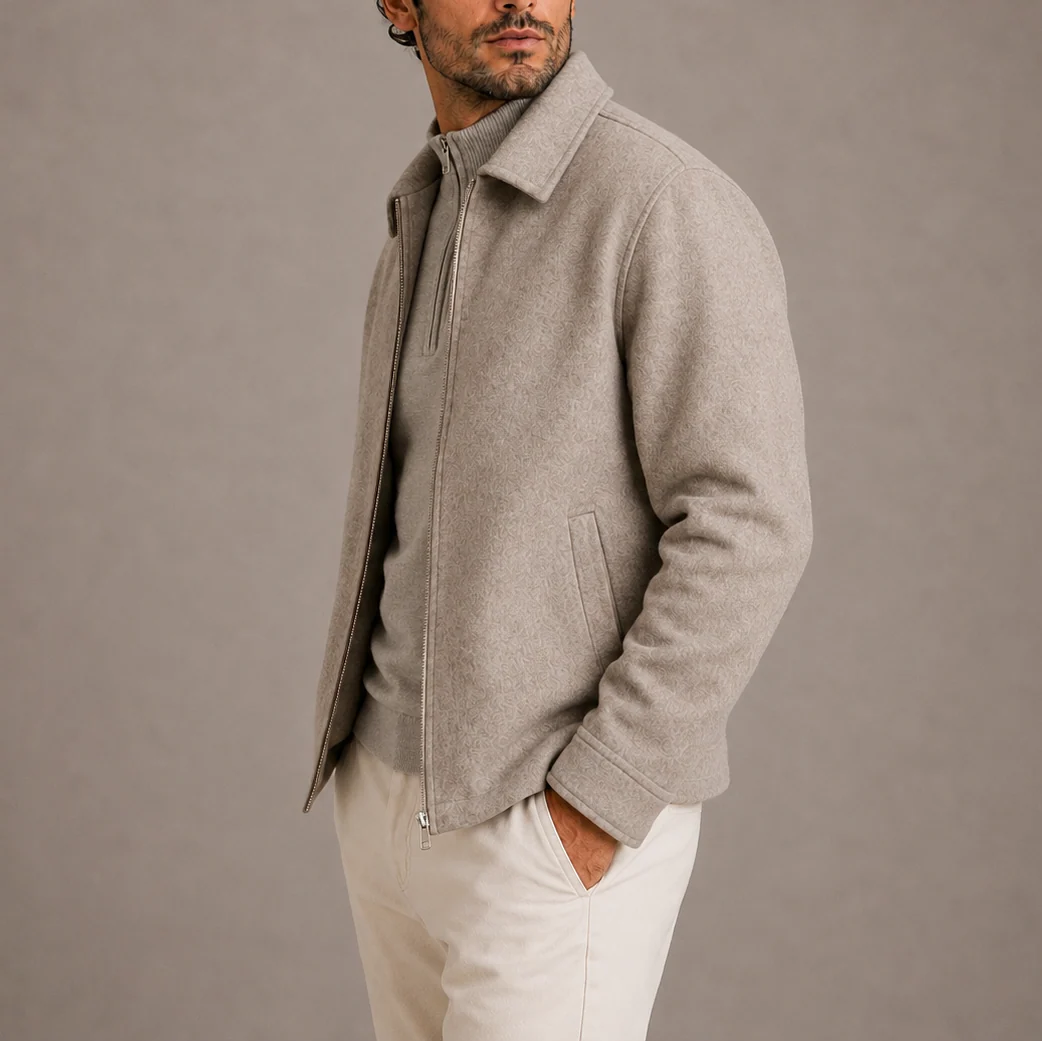 Herren Jacke mit Reißverschluss und Kragen, zeitloses Design