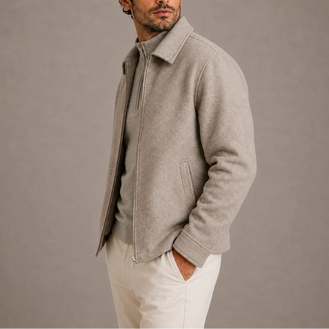 Herren Jacke mit Reißverschluss und Kragen, zeitloses Design
