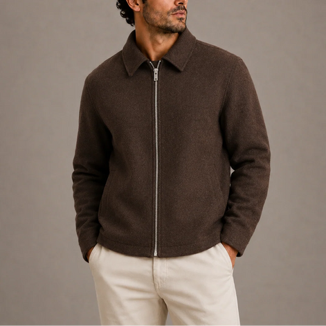 Herren Jacke mit Reißverschluss und Kragen, zeitloses Design