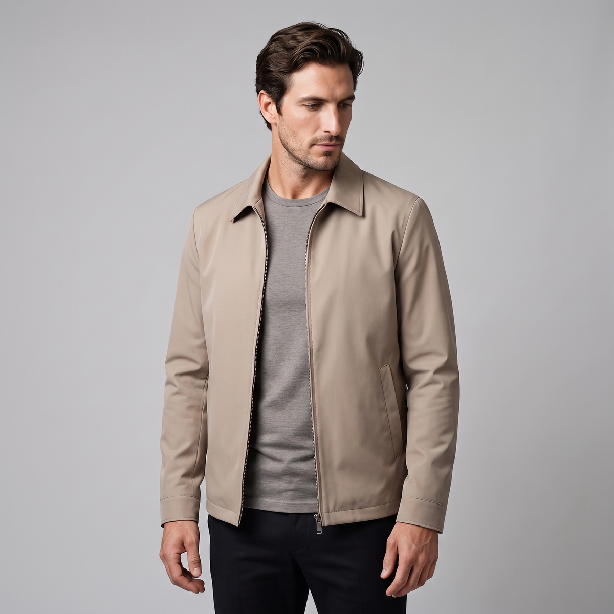 Herren Jacke mit gestepptem Innenfutter und durchgehendem Reissverschluss