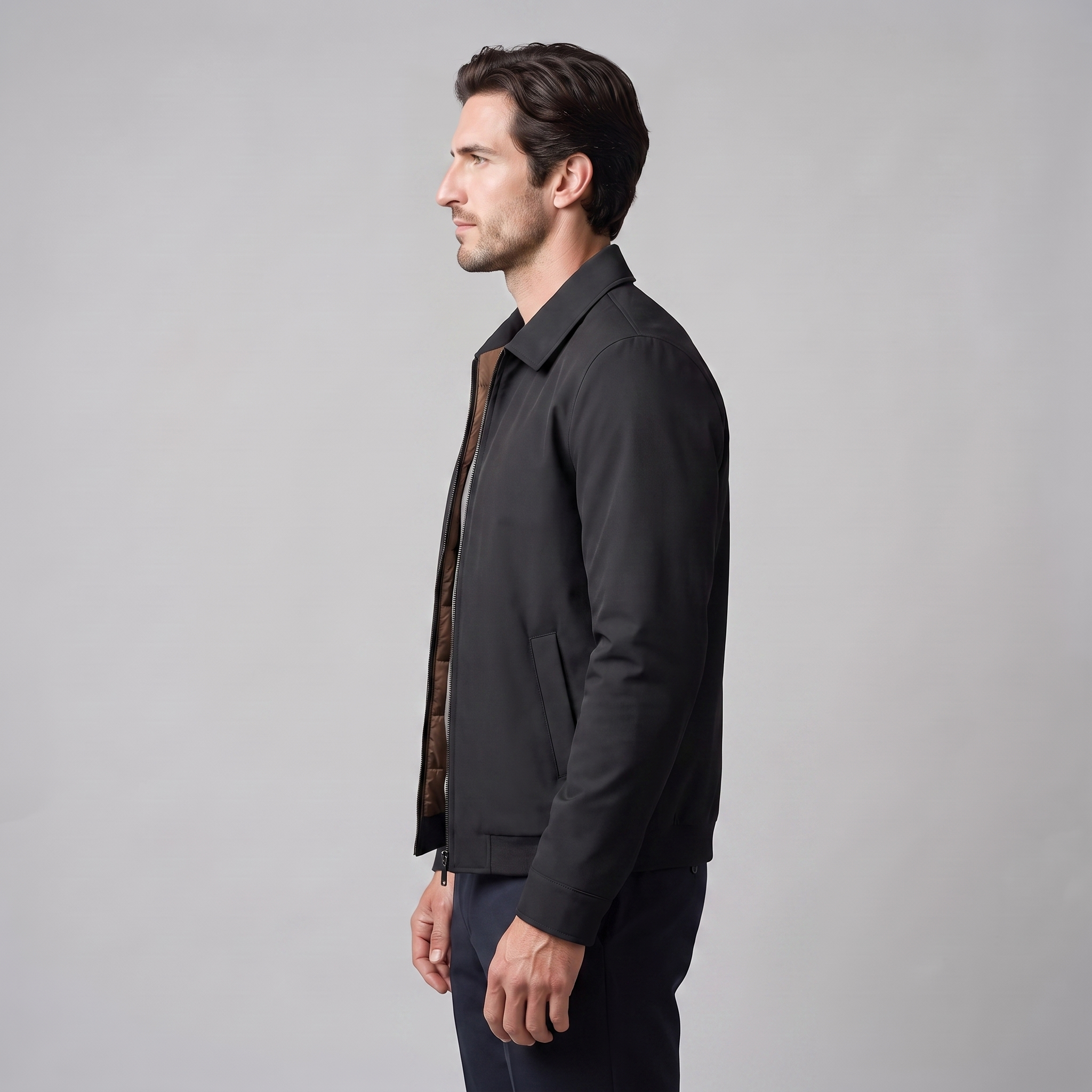 Herren Jacke mit gestepptem Innenfutter und durchgehendem Reissverschluss