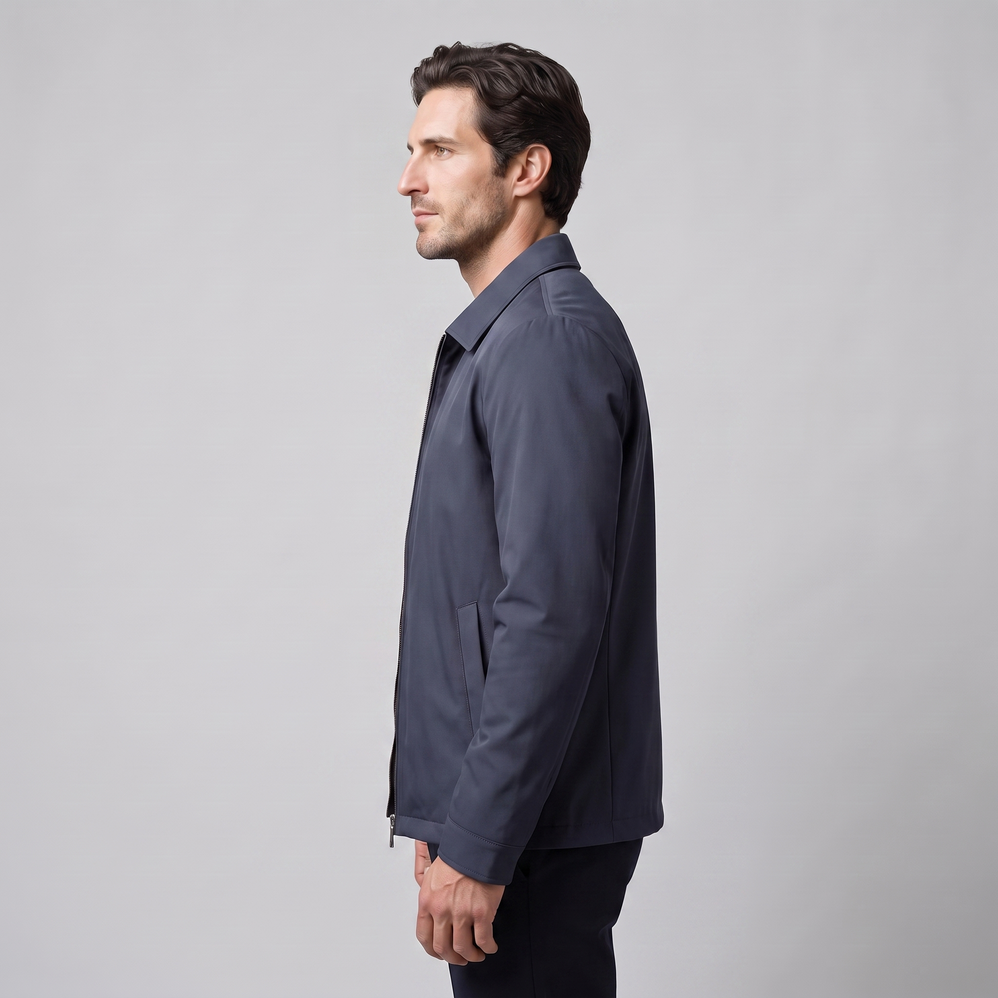 Herren Jacke mit gestepptem Innenfutter und durchgehendem Reissverschluss