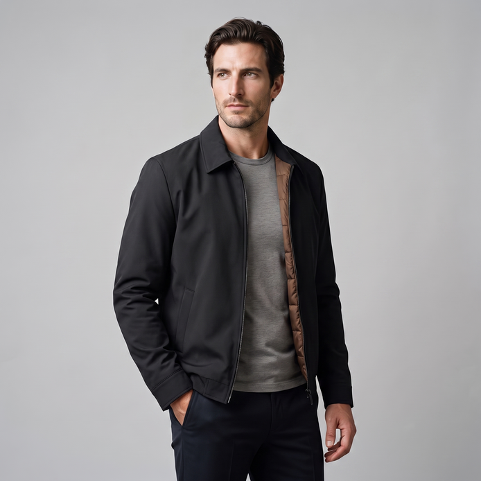 Herren Jacke mit gestepptem Innenfutter und durchgehendem Reissverschluss